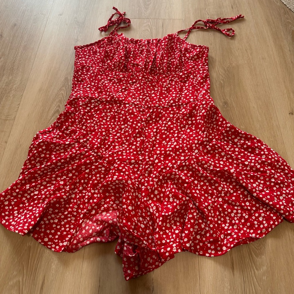 Red floral romper (looks like a dress when on)